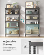 SONGMICS 5-Tier Storage Shelves, Load 2310 lb, Garage Storage, Boltless Assembly, Adjustable Shelving Unit, 17.7 x 35.4 x 70.9 Inches, for Study Shed Basement, Gray and Natural Beige UGLR450G01