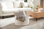 Luxury Little Extra Large Nursery Storage Basket, 22 x 22 x 14 inches - 100% Cotton Rope Baskets with Handles, Laundry Basket for Toys, Blankets & Pillows - Off White with Leather Handles