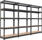 HOMEDANT 5 Tier Storage Shelves Adjustable Laminated Boltless Garage Metal Shelving Unit Heavy Duty Utility Rack Shelf Warehouse Pantry Closet Kitchen (3, (S) 28" W, Black)