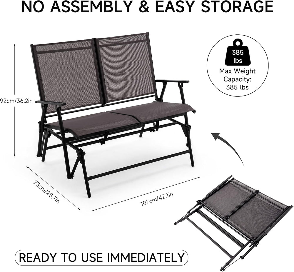 Zedachica 2-Person Outdoor Glider Bench No Assembly Required, Glider Loveseat...