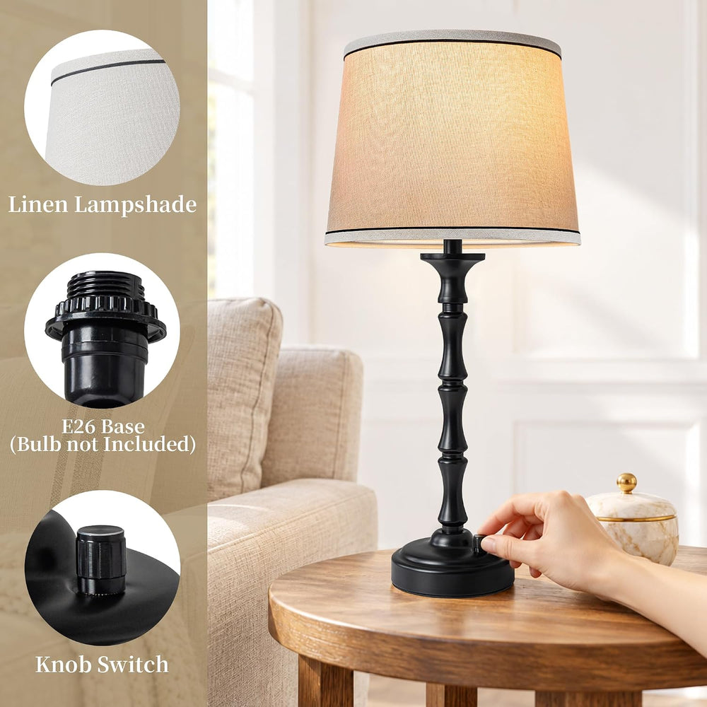 SRJJA 21.3" Small Farmhouse Table Lamps Set of 2 for Bedroom Living Room