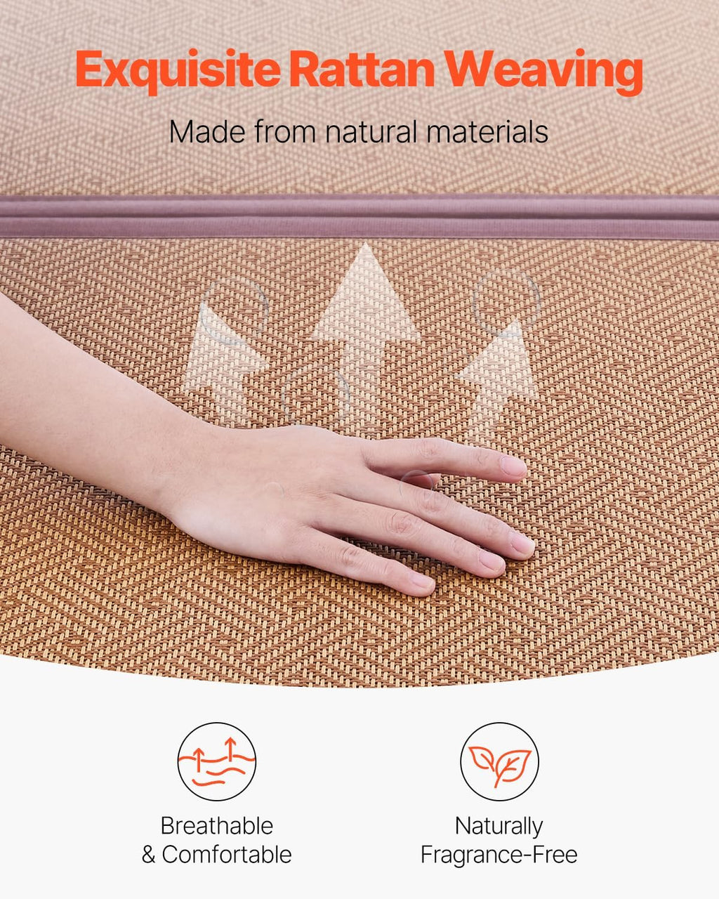 VEVOR Japanese Tatami Mat, Full XL - 55'' X 80'' Foldable Handwoven Rattan Tatami Mat, Non-Slip & Easily Cleaned Tatami Mattress, Summer Breathable Tatami for Sleeping, Meditation, Yoga