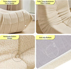 Dineli Bean Bag Chairs for Adults, Beanbag Chair with Ottoman Lounge Sofa Memory Foam Comfy Reading Chair for Bedroom & Living Room, Lazy Floor Sofa Couch (White, with Ottoman)