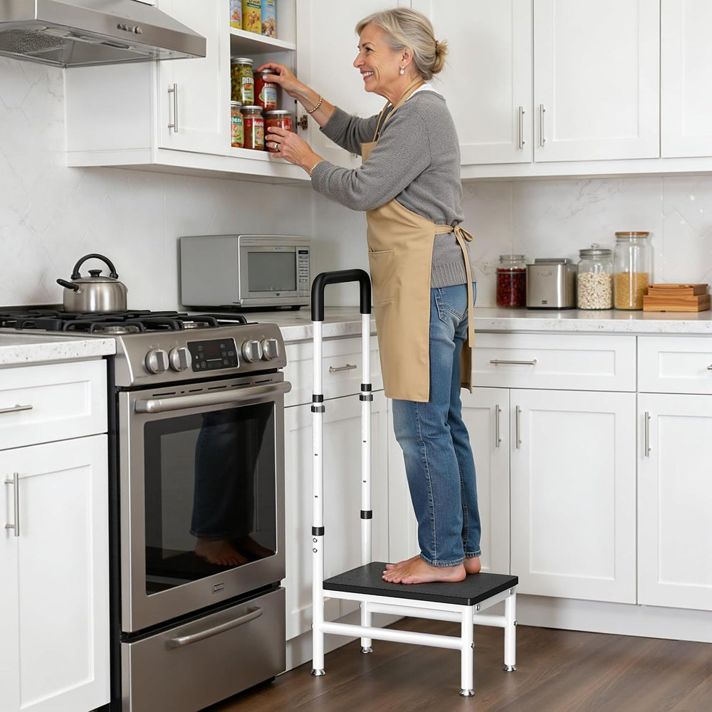 Step Stool with Handle for Adults and Seniors, Heavy Duty One Step Wooden Pla...