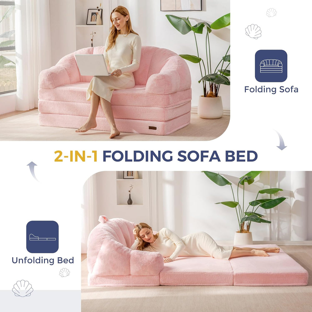 MAXYOYO Folding Sofa Bed, 2 in 1 Convertible Sofa to Lounger | Comfy Loveseat...