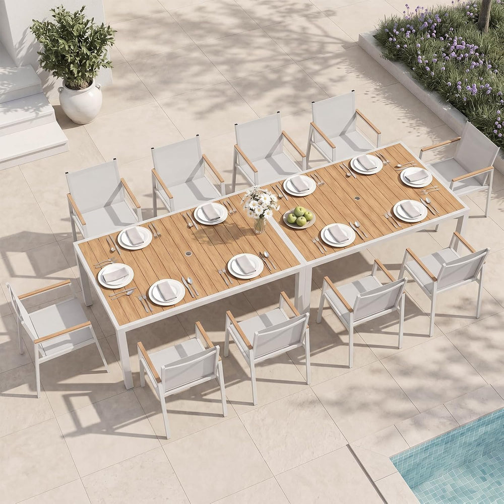 Outdoor Dining Set for 10, Aluminum Patio Table and Chairs Set, 12-Piece All ...