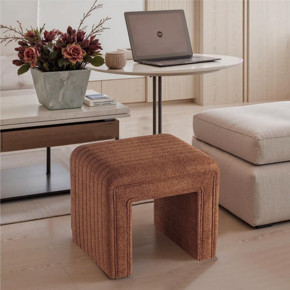 Get Set Style Vanity Stool Chair,Modern Boucle Ottoman Foot Stool with Wooden...