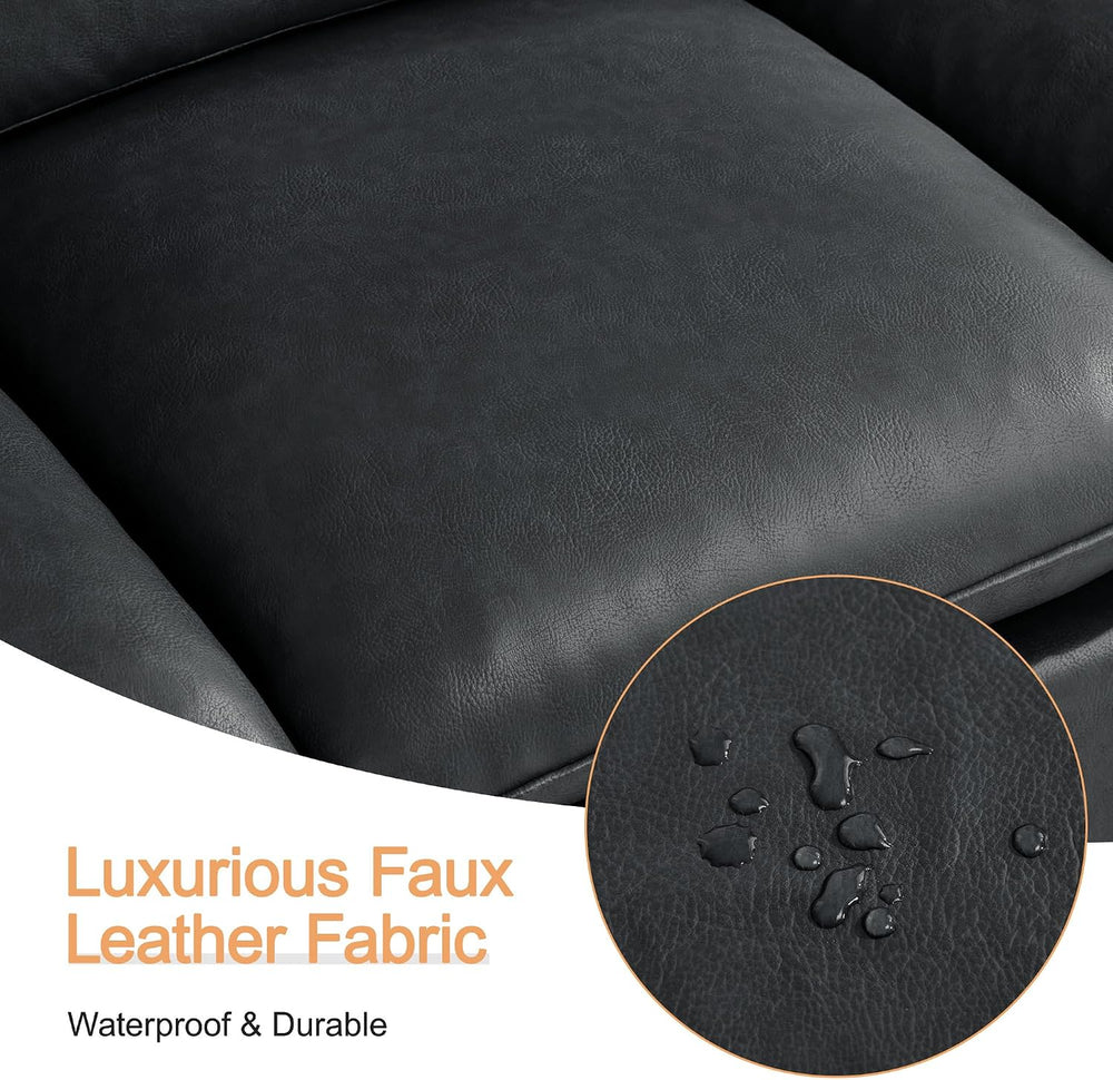 31.5" Faux Leather Large Square Ottoman, Oversized Upholstered Footrest ...