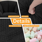 HABUTWAY Bean Bag Chair, Oversized Shell-Shaped Bean Bag Couch with Ottoman, Giant Beanbag Chair for Adults and Kids, Comfy Bean Bag Sofa & Footstool, Large Floor Sofa for Living Room Bedroom, Black