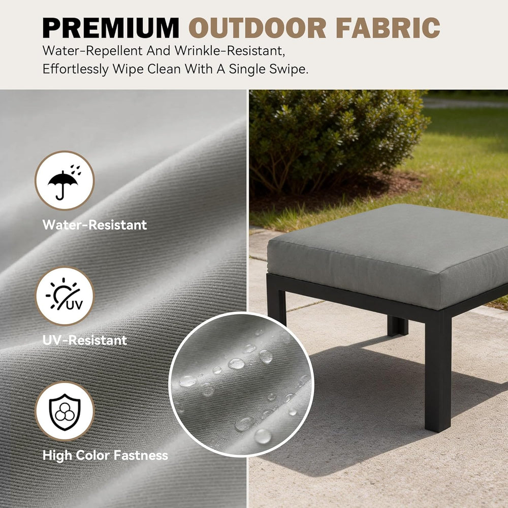 HOMREST Metal Outdoor Ottoman, 2-Piece Aluminum Footstool w/Removable Cushion...