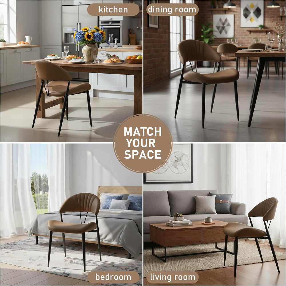 PU Leather Dining Chairs Set of 4, Mid Century Modern Dining Chairs with Stit...