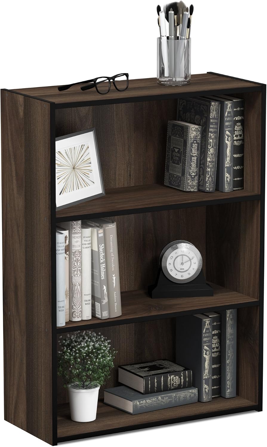 Furinno PASIR Book Shelf, 3-Tier Bookshelf, Storage Shelves Bookcase, 9.7 x 2...