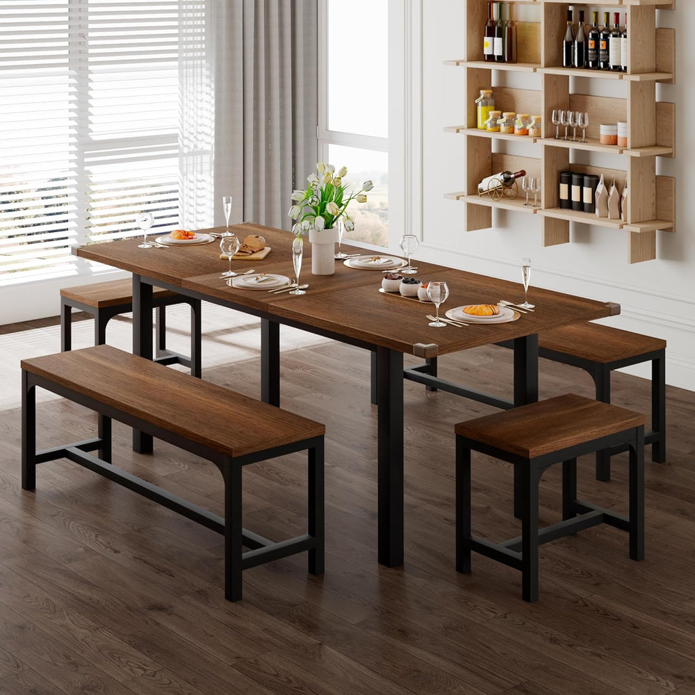 Feonase 5-Piece Dining Table Set for 4-8 People, 63" Extendable Kitchen ...