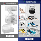 12 Pack Acrylic Shoe Boxes, Size 12 Clear Plastic Stackable Shoe Storage Boxes with Magnetic Lid Acrylic Display Case Sneaker Containers Underbed Closet Make-Up Storage Box