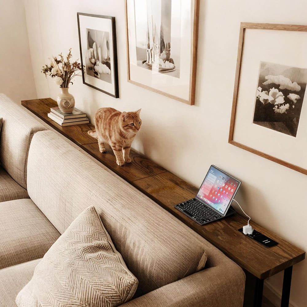 GRLEAF 78 Inch Narrow Sofa Table with Power Outlet, Extra Long Console Table ...