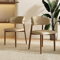 Dining Chairs Set of 2 for Kitchen Dining Table Mid Century Modern Farmhouse Upholstered Leather Dining Room Chairs with Metal Legs, Walnut Khaki