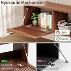 HOMMPA Floating TV Stand Wall Mounted for TVs 55'' to 80'', Floating Entertainment Center with Slatted Door Design, Mid Century Wall Mounted TV Stand for Livingroom, Walnut