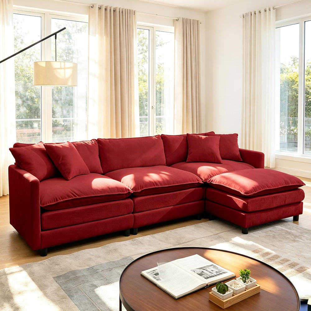 108.27" Modular Sectional Sofa, 4 Seat L Shaped Couch with Chaise | Deep...