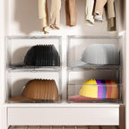 Hat Organizer Box, 2 Pack Hat Storage for Baseball Caps, Stackable Cap Hat Container Holder Rack with Magnetic Lids, Dustproof and Waterproof Acrylic Dispaly Case