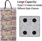 JUXYES Shoe Charms Organizer Wall Hanging Collection Holder with 216 Holes | Soft Felt Material, Easy to Categorize, Portable Decorative Croc Charms Display, Hanging Shoe Charms Storage Organizer, Gray