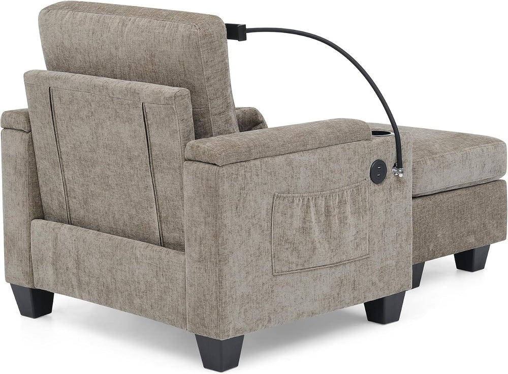 ERYE Accent Chair and Storage Ottoman Set, Versatile Single Chaise Lounger Co...