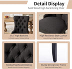Modern Dining Chairs Set of 4, Tufted Upholstered Dining Chairs with Solid Wood Legs, Black Linen Fabric Kitchen Chair, Sillas de Comedor, Comfy Kitchen Chair (Black, Linen, 4Pcs)