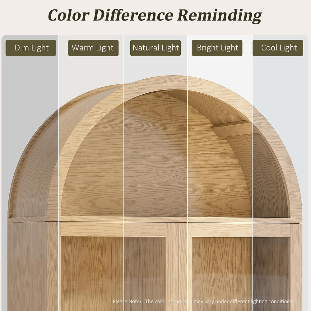 69" Tall Kitchen Pantry Storage Cabinet with Sliding Door, Modern Curved...