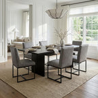 CIMOTA Modern Dining Chairs Set of 6, Leather Dining Room Chairs Upholstered Mid Century Armless Guest Side Chair with Black Base for Dining Room/Kitchen, Vintage Grey 6PCS