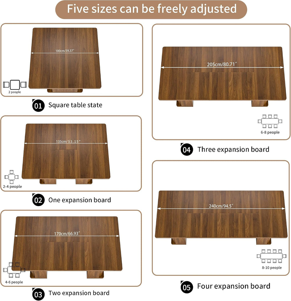 39-94 inch Extendable Dining Table for 4-10, Rectangle Expandable Long Kitche...