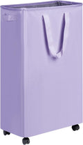 efluky Slim Laundry Hamper with Wheels, Rolling Laundry Basket for Clothes, Small Laundry Basket for Bedroom, Dorm and Laundry Room, 75L (19.8 Gallons) Purple