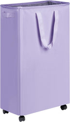 efluky Slim Laundry Hamper with Wheels, Rolling Laundry Basket for Clothes, Small Laundry Basket for Bedroom, Dorm and Laundry Room, 75L (19.8 Gallons) Purple