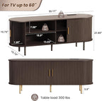 DHH 55 Inch Mid Century Modern TV Stand with Power Outlet for TVs up to 60 Inch, Entertainment Center with Storage and Adjustable Shelves, Media Console with Sliding Doors for Living Room(Brown)