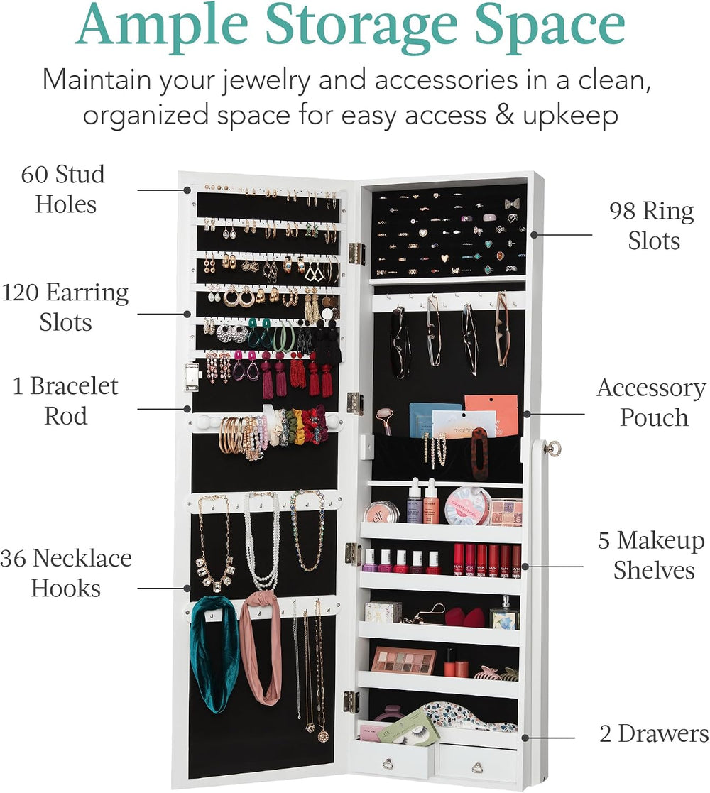 Best Choice Products Freestanding Jewelry Armoire Cabinet, Full Length Standi...