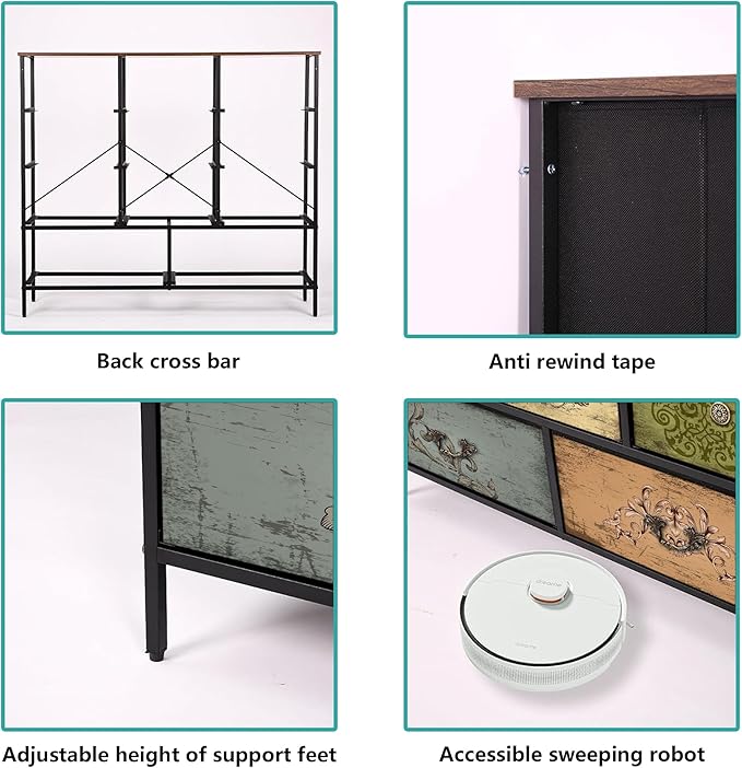 Dresser for Bedroom with 11 Deep Fabric Drawers, Tall Chests of Drawers, Wide TV Stand, Cube Storage Organizer for Closet, Nursery, Kid's Bedroom