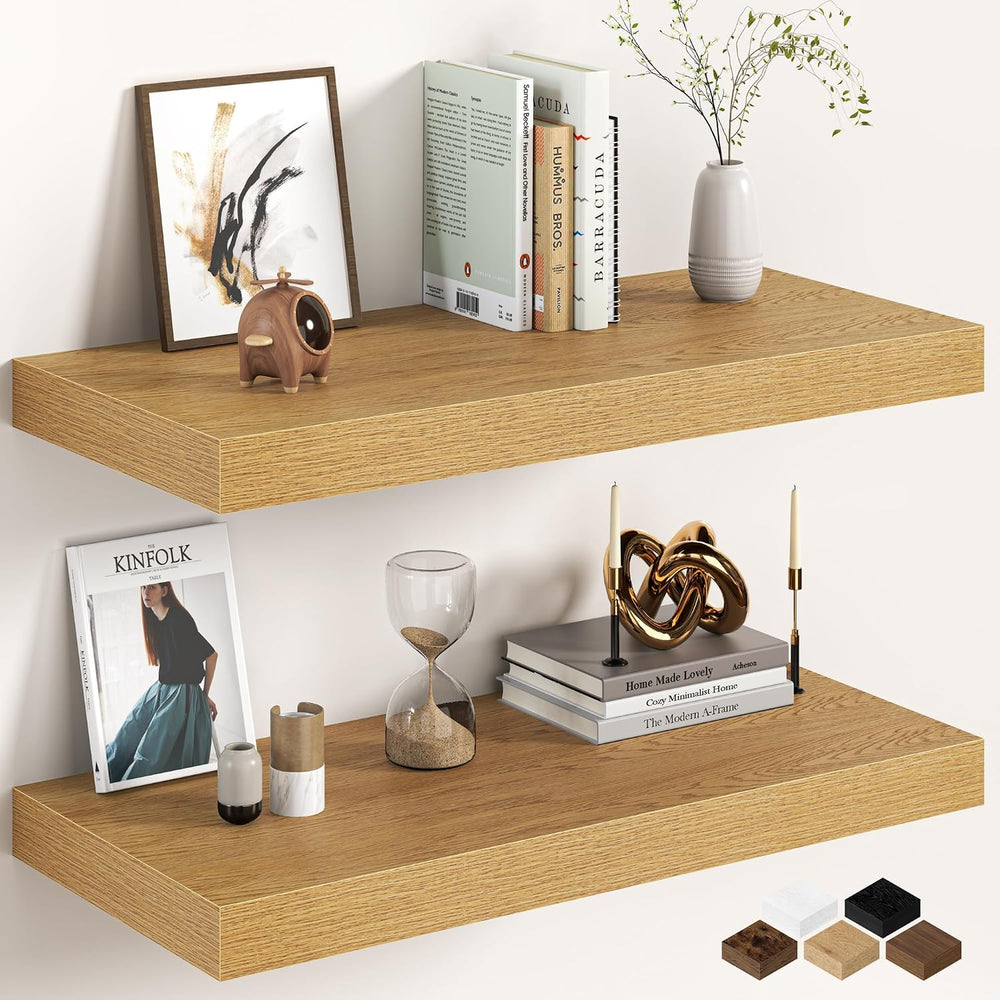 Fun Memories 27.5 Inch Deep Floating Shelves, Set of 2 Heavy Duty Wall Mounte...