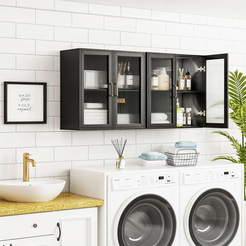 24”W Wall Cabinet with Acrylic Glass Doors Set of 2, Kitchen Wall Cabinets wi...