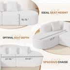 114 Inch Boneless Couches for Living Room,Modern Modular Sectional Sofa with Chaise,L-Shape Cloud Sectional Couch,No Assembly Required,Beige