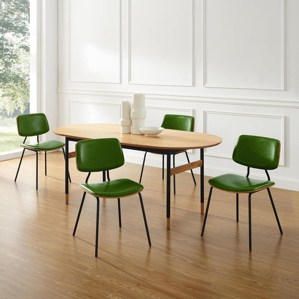 Art Leon Dining Chairs Set of 2- Mid Century Modern Faux Leather Dining Room ...