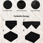 Simple Houseware 4-Pack Drawer Organizer Set - Closet Dividers for Underwear, Socks, Bras, Scarves, Ties - Foldable Non-Woven Storage Boxes, Black