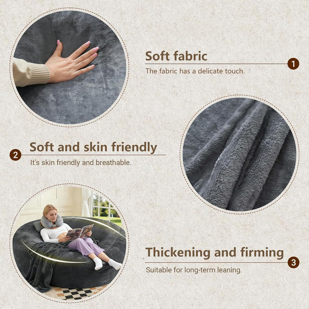 Big Bean Bag Chairs for Adults Memory Foam Chair Living Room Furniture (Darkg...