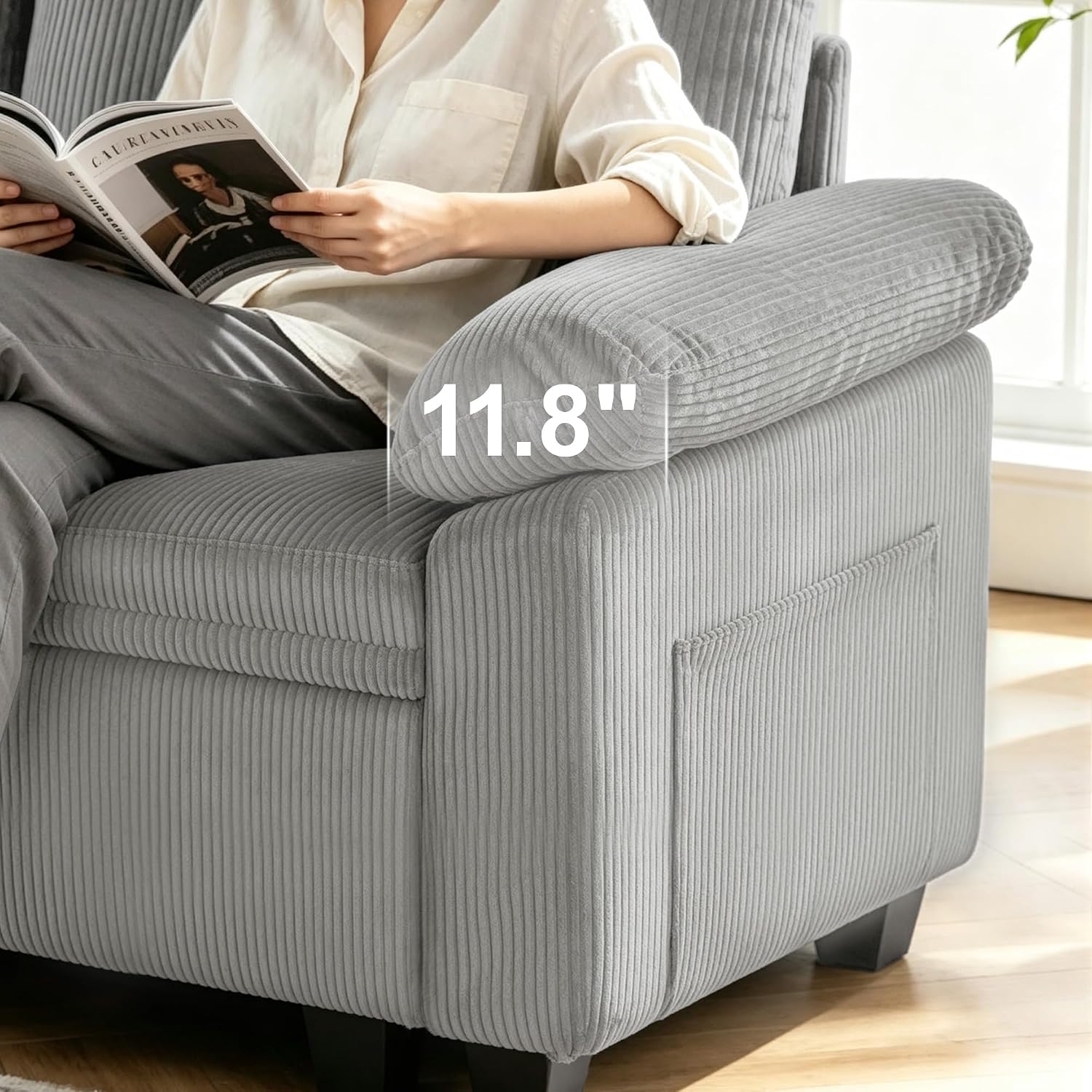 108″ Sectional Sleeper Sofa with Pull Out Bed, Modular Sectional Couch with Storage, L Shpaed 7-Seats Chenille Cloud Couch, Modular Sofa Bed for Living Room, Apartment, Office (Light Gray, 7 Seats)