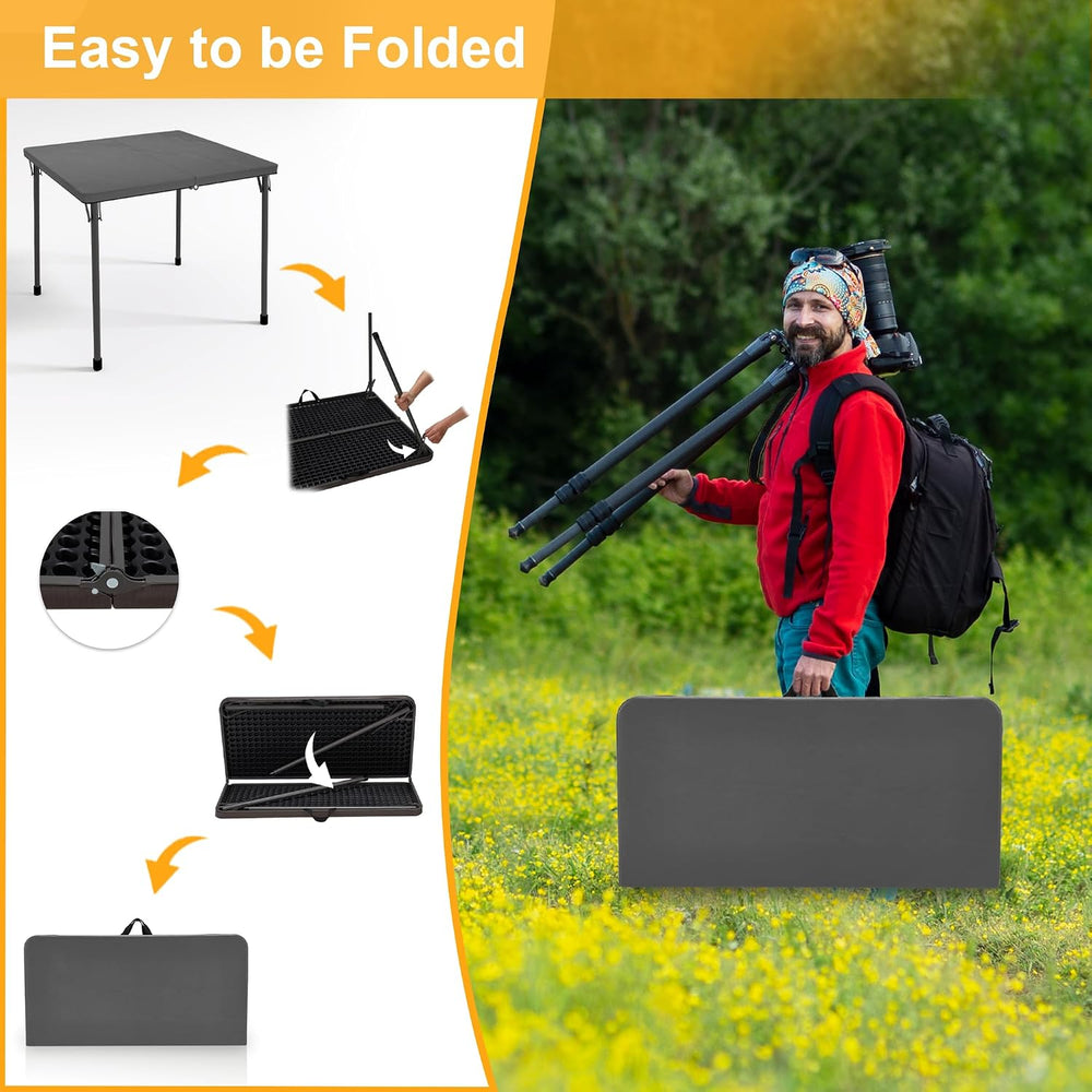 Kasunpul 34" Folding Table, Portable Square Folding Card Table with Coll...
