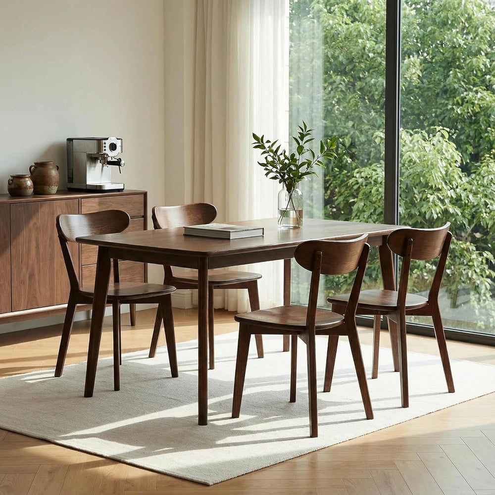 Solid Wood Dining Chairs Mid Century Modern Kitchen Chairs Set of 6 | Rounded...