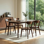 100% Solid Wood Dining Chairs,Mid Century Modern Dining Chairs with Rounded Backrest,Kitchen,Dining Room Chairs Set of 1/2/4 (4, Walnut Color)
