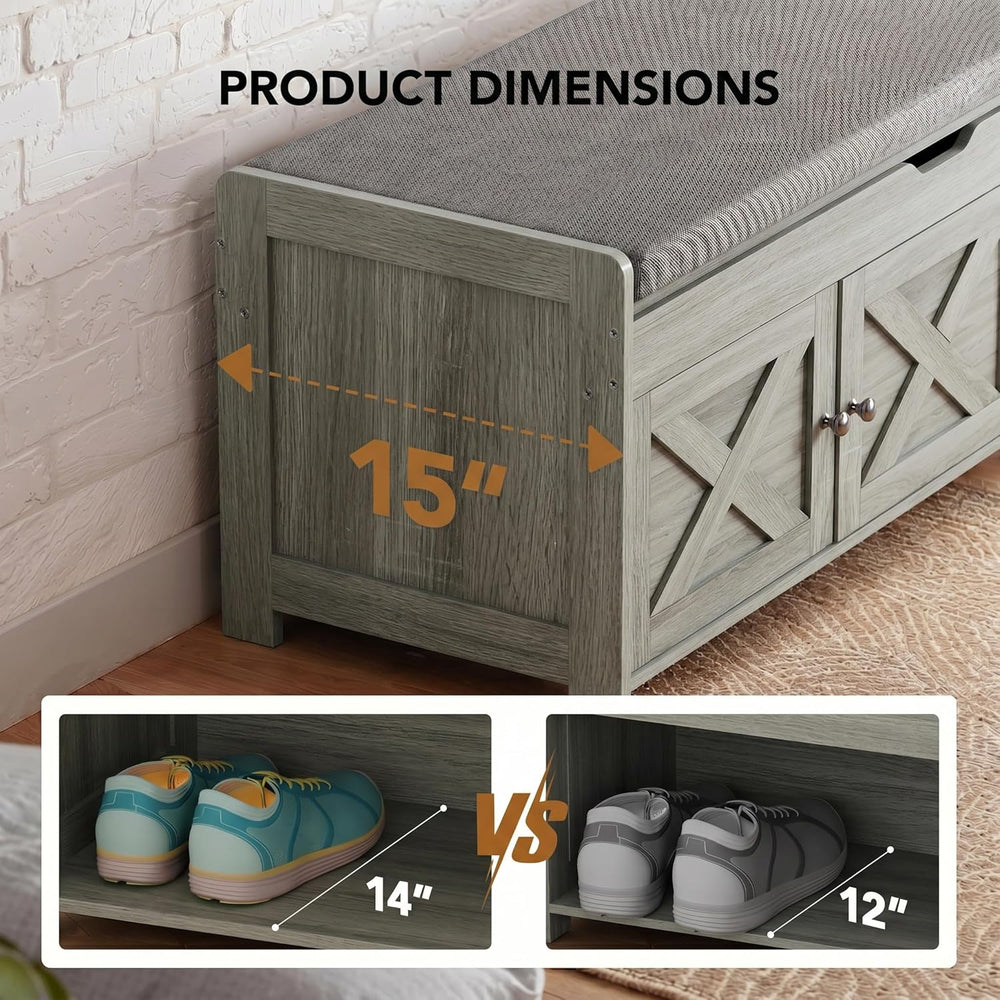 Marsail Shoe Storage Bench with Seating, Farmhouse Entryway Bench with Shoe S...