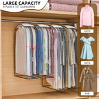 Clear Garment Bags for Hanging Clothes, 4-Pack, 2x40"+2x50" | Upgraded thickened clear garment bags with 10" gusset for closet storage of shirts, coats, dresses