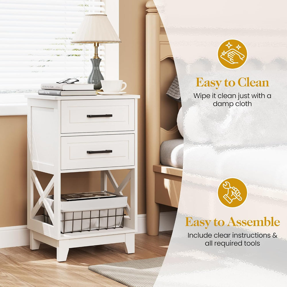 May in Color Nightstand with 2 Drawers, 30" Tall Beside Table for Bedroo...