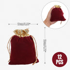Velvet Bags Drawstring，4x4.7Inch Jewelry Gift Bags with Drawstring（12pcs，Golden Claret）