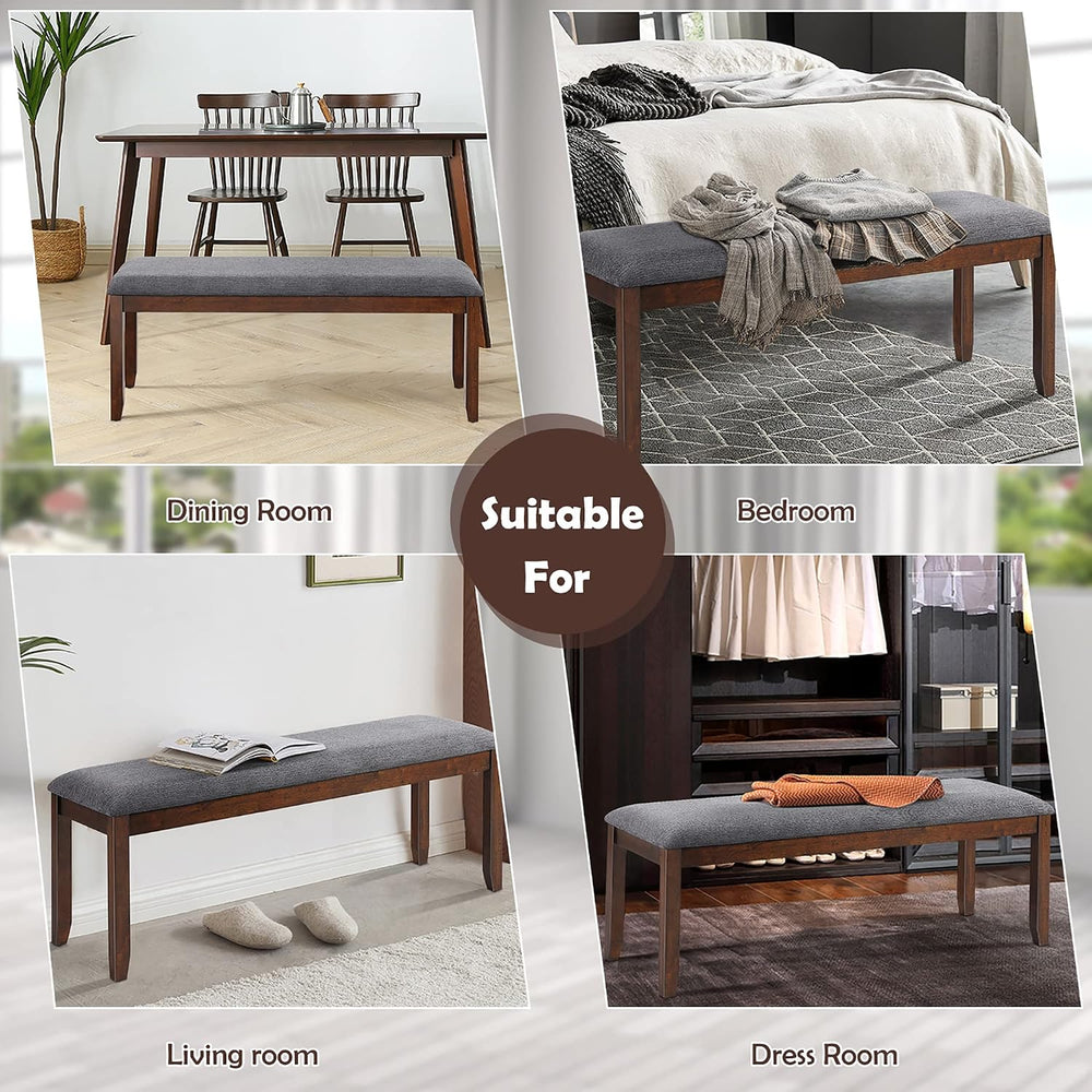 DORTALA Dining Bench, Upholstered Long Bench w/Natural Rubber Wood Legs, Foam...