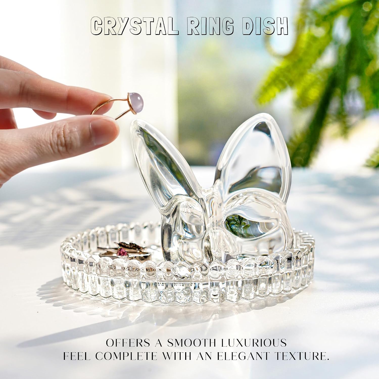 4 Inch Crystal Butterfly Ring Holder Dish Jewelry Tray Wedding Decor | Crystal Glass Butterfly Ring Holder for Rings Earrings Jewelry Engagement Wedding Gift for Women Mother Wife Bride Bridesmaid